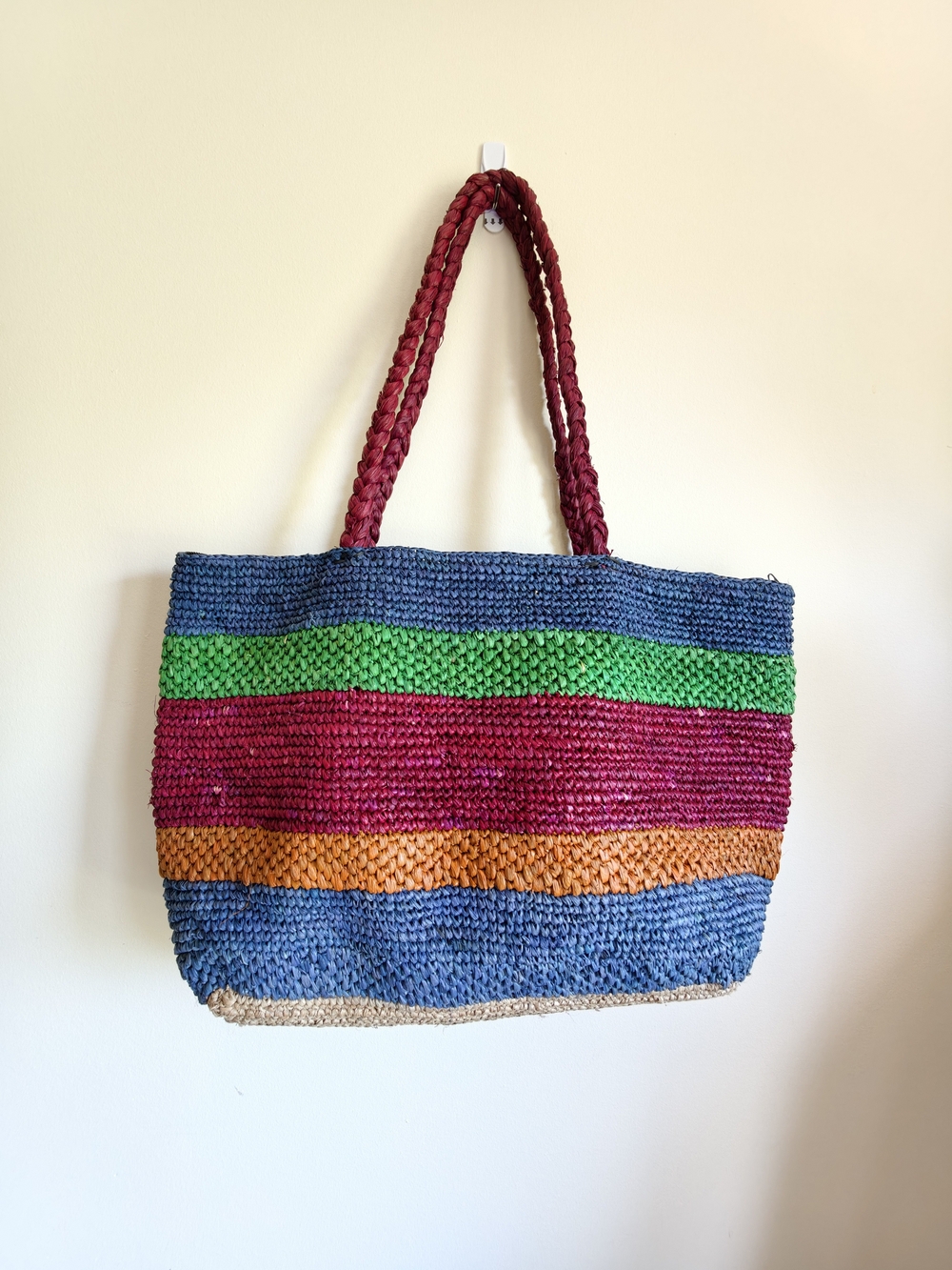 Multicolor Woven Straw Tote Bag Large Raffia Bag